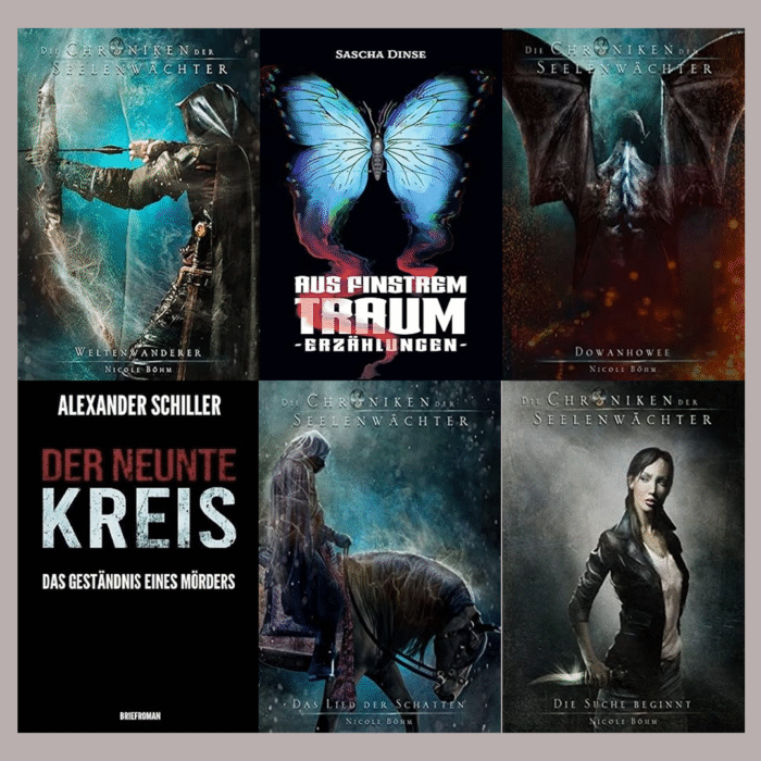 Lesemonat Oktober 2025, mit 6 Covern. Nicole Böhm: Die Chroniken der Seelenwächter - Weltenwanderer, Sascha Dinse: Aus finstrem Traum, Nicole Böhm: Die Chroniken der Seelenwächter - Dowanhowee, Alexander Schiller: Der neunte Kreis - Das Geständnis eines Mörders, Nicole Böhm: Die Chroniken der Seelenwächter - Das Lied der Schatten und Nicole Böhm: Die Chroniken der Seelenwächter - Die Suche beginnt.